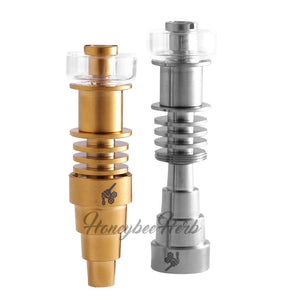 Honeybee Herb Titanium 6-in-1 Hybrid Enail Dab Nail Universal 6-in-1 Connection Enail Coil Size - 16mm Grade 2 Titanium Quartz Dish 25mm Compatible with Male & Female Joints Fits 10mm, 14mm, 18mm Joints Compatible with Most 27mm Carb Caps